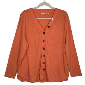 Soft Surroundings XL Coral Button Front Top Mixed Buttons Artsy Boho Casual